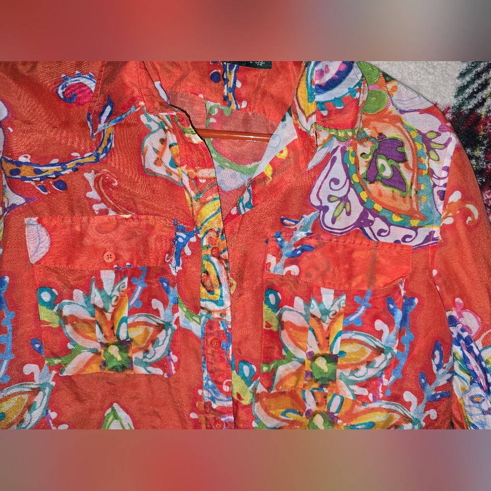 Ralph Lauren Orange Casual Button Down Shirt - Picture 3 of 5